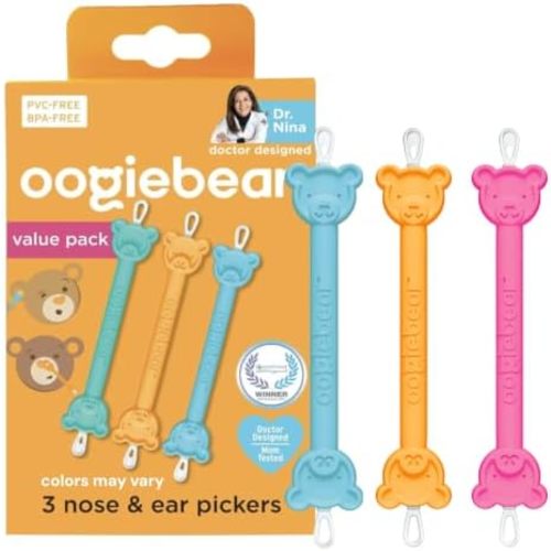 oogiebear Baby Nose & Ear Picker, 3-Pack with Pouch, Colors May Vary