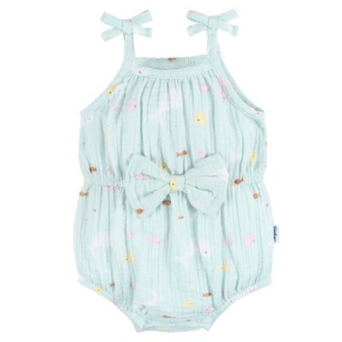 Gerber Baby & Toddler Girls' Romper, Color: Ocean, Size: 6-9m