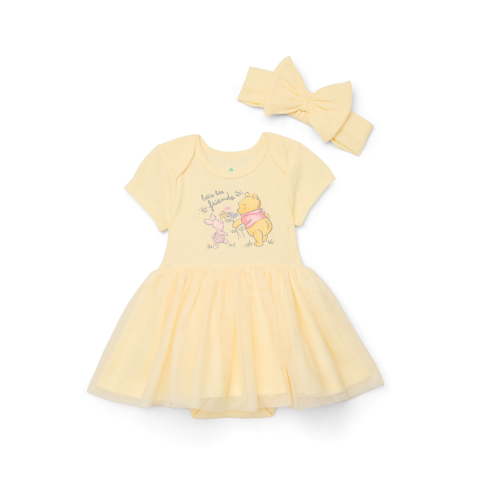 Disney Baby Wishes + Dreams Character Infant Baby Dress and Bow Headband Set, 2-Piece, Sizes Newborn-12 Months