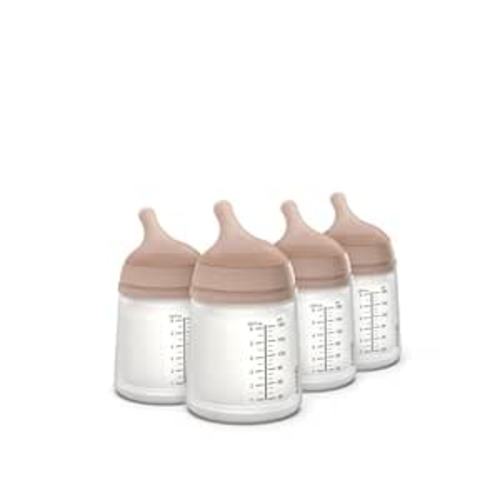 Suavinex Zero Zero Anti Colic Baby Bottle, No 1 Spanish Baby Bottle Brand, Minimizes Bottle Rejection & Nipple Confusion, Perfect for Breastfeeding Babies, 4 Pk 6 oz, Medium Tone, Adaptable Flow