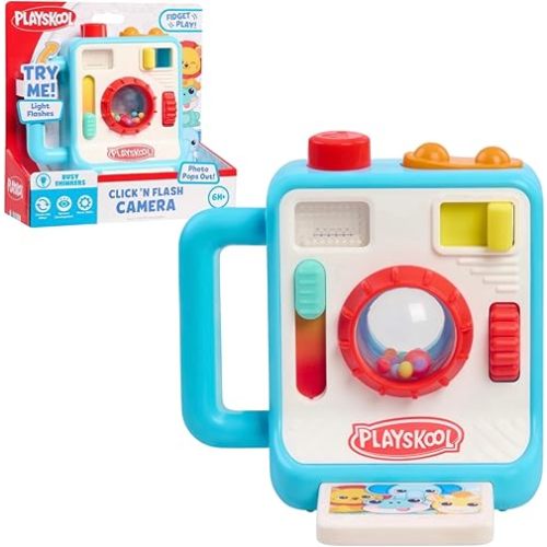 Playskool Click 'N Flash Camera Toy, Light Flashes, Photo Pops Out, Fidget Play, Sensory Development, Ages 6 Months and Up