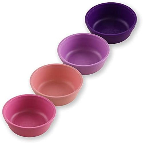 RE-PLAY Made in USA 4pk -12 oz. Bowls in Bright Pink, Blush, Purple & Amethyst | Made from Eco Friendly Heavyweight Recycled Milk Jugs - Virtually Indestructible | BPA Free | Princess+