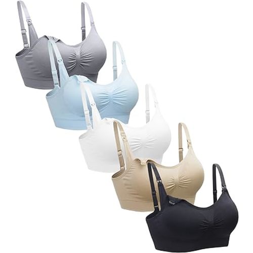 Suekaphin 5PACK Nursing Bra Wireless Bra Women's Sleeping Maternity Bra Breastfeeding Bra