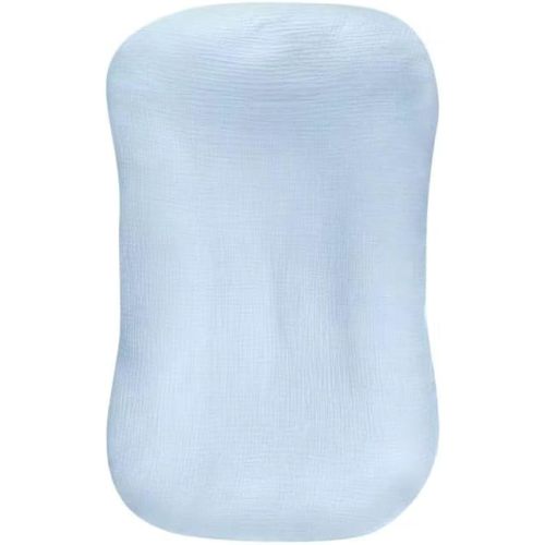 Baby Lounger and Cover(Free Cover) Brown Lounger and Light Blue Gauze Cotton Cover (Light Blue)
