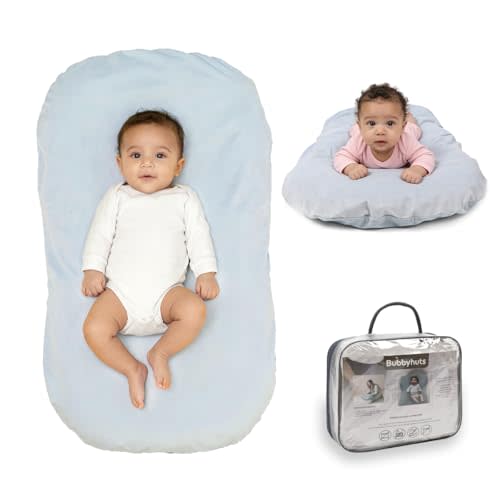 Baby Lounger - Snuggle Cozy Me Infant Lounger for Newborn 0-12 Months, Flannel Cover，Portable Breathable & Soft Baby Nest Lounger for Home and Travel - Blue