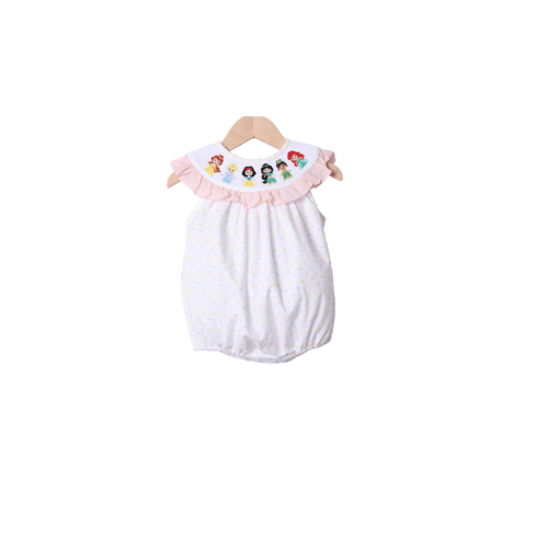 Smocked Princess Swiss Dot Ruffle Bubble