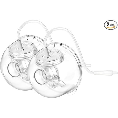 2 Pack CaraCups Wearable Milk Collection for Spectra S1 S2 9 Plus and SG, Wearable Breast Pump Collection Cup Compatible with Spectra/Medela/Lansinoh, 24mm Flange Milk Collector Cup Tubing Parts