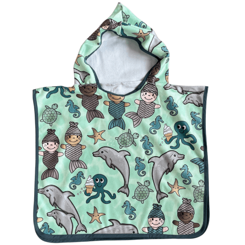 Serviette poncho à capuchon pour bébé (0-18 mois) : Bébés sirènes – Tipou bébé