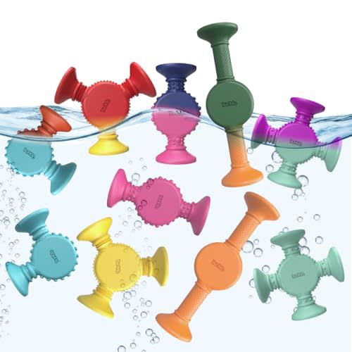 BunMo Color-Changing Silly Suckers - Suction Cup Toys - Interactive Sensory Suction Cup Toys - Safe, Durable no Hole Bath Toys - Non-Mouthable Toy 3+ - Color Changing 10 Pack