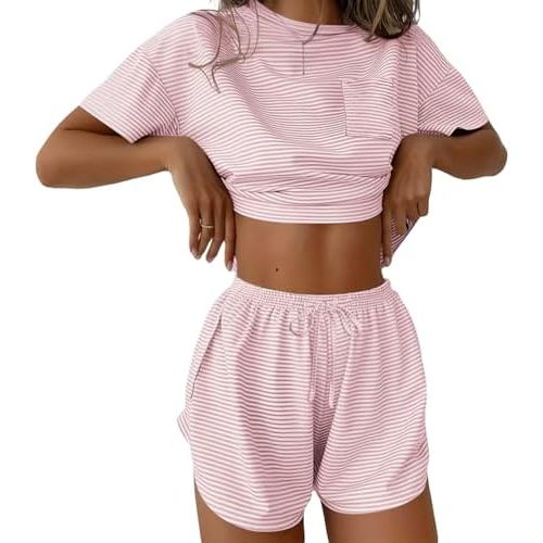 Ekouaer Womens Pajama Sets Sexy Lounge Sets Side Split Short Pj Sets