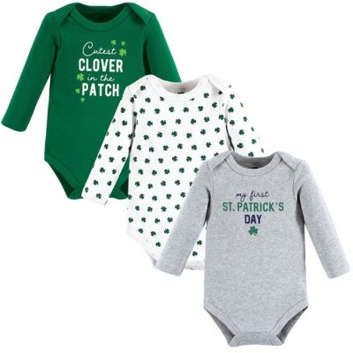 Hudson Baby Infant Boy Cotton Long-Sleeve Bodysuits, Cutest Clover, 3-6 Months