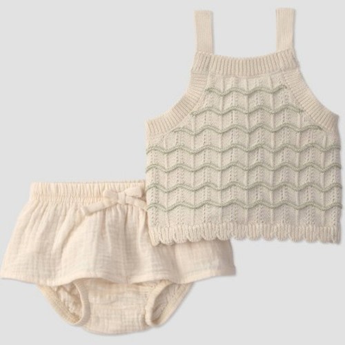 Carter's Just One You® Baby Girls' 2pc Striped Tank Top and Peplum Bloomer Set - White/Green 9M