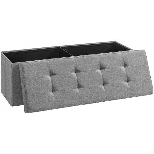 SONGMICS 43" Folding Storage Ottoman Bench Holds up to 660 lb For Living Room Light Grey