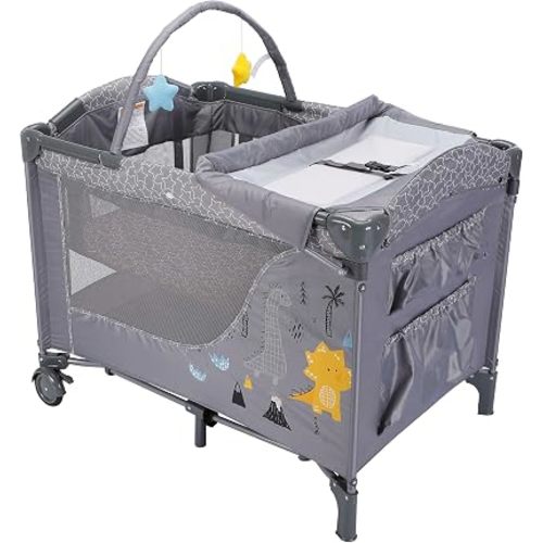 Lennox Furniture Parc pour bébé pliable et portable avec table à langer, matelas et roues, idéal pour la maison, l'extérieur et les voyages