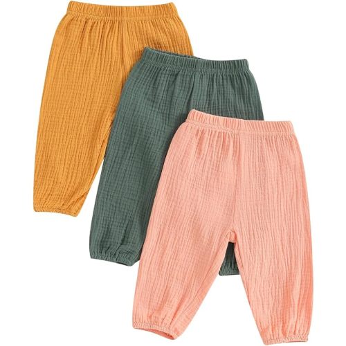 3 Pack Toddler Baby Boy Girl Solid Color Shorts Elastic Waist Casual Short Trousers Spring Summer Fall Short Pants