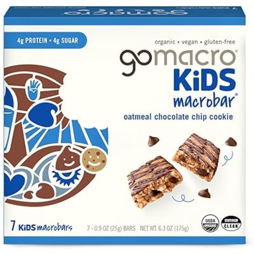 GoMacro Kids MacroBar Organic Vegan Snack Bars - Oatmeal Chocolate Chip Cookie (0.90 Ounce Bars, 7 Count)
