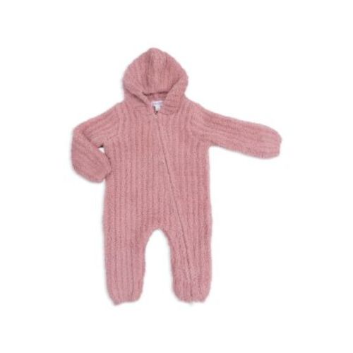 Girls' Chenille Striped Texture Hooded Jumpsuit - Baby