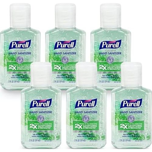 PURELL Advanced Hand Sanitizer Soothing Gel, Fresh Scent, 2 fl oz Travel Size Flip-Cap Bottle (Pack of 6), 3156-04-EC