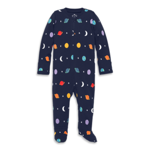 Baby Organic Zip Footie in Rainbow Galaxy, 0-3M