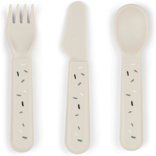 Done by Deer Foodie Cutlery Set Happy Dots Sand – Toddler Forks and Spoons with Rounded Edges – Safe, Easy-to-Clean Utensils for Independent Eating