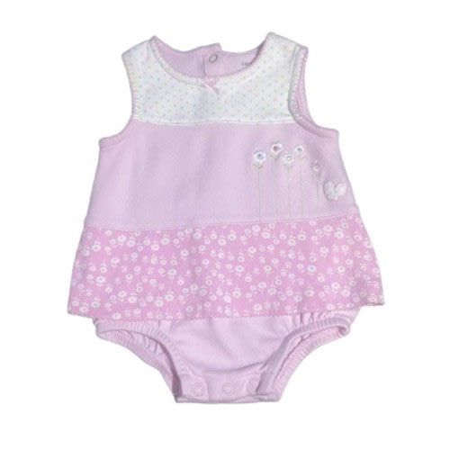 *Carter's Baby Girl Size 3m Bodysuit Dress Pink Sleeveless Flowers & Butterflies