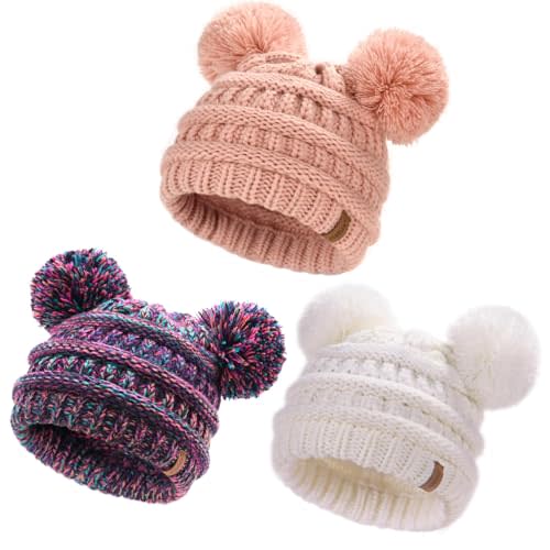 FURTALK Baby Winter Knitted Beanie Hat Soft Warm Pom Pom for Infant Toddler Skull Cap