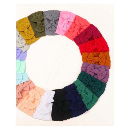 24 PCS Baby Hair Bow Head Wrap, Turban Knotted Knitted Headbands, Soft Silk Stretchy Hair Bands For Newborn Infant Toddlers | SHEIN USA