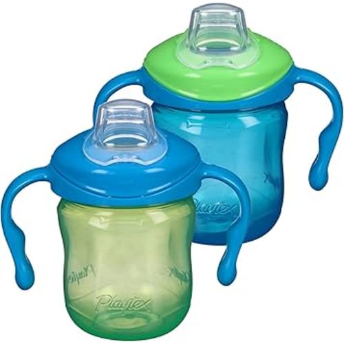 Playtex Sipsters Stage 1 Spill-Proof, Leak-Proof, Break-Proof Soft Spout Sippy Cups - 6 Ounce - 2 Pack - Colors May Vary