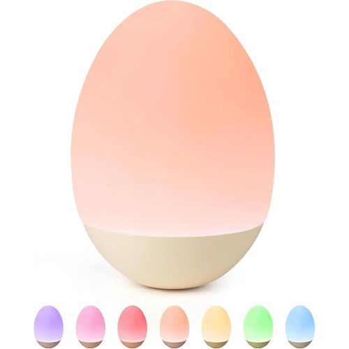 NICKLUC Egg Night Light for Nursery: Baby Night Lights Tap Lamp Stepless Dimming with Warm White and 7 RGB Colors Rechargeable Portable for Infant and Kids Bedroom Breastfeeding Sleep Aid