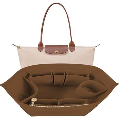 Lckaey Purse Organizer Insert For Le Pliage Large Purse Insert For Long Champ organizer1012-25Camel-L