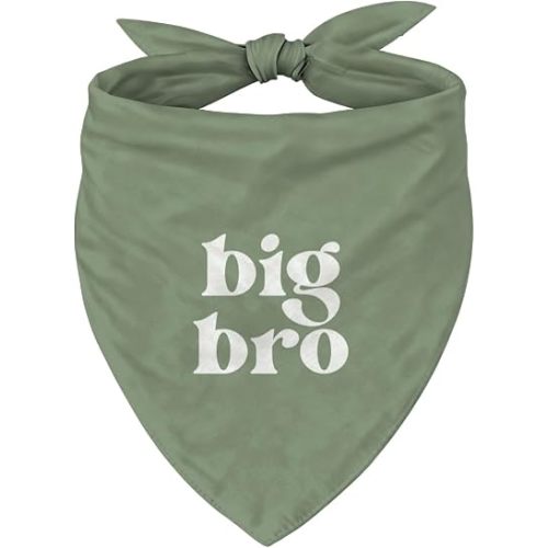 Big Bro Dog Bandana, Suitable for Medium to Large Breeds, Adjustable pet bib/Scarf, Newborn Reveal Themed Family Announcement (Green).