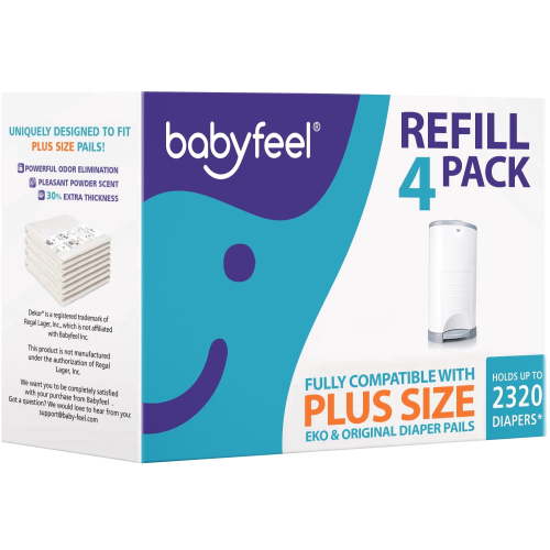 Babyfeel 4 Pack Refill for Dekor Plus Pails - Baby Waste Disposal System Holds Up To 2320 Diapers