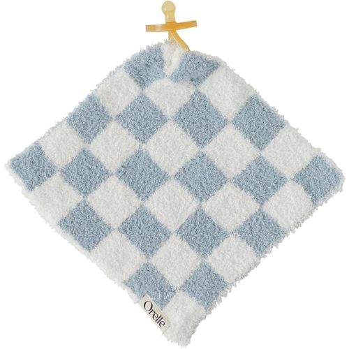 Orelle Checkered Baby Lovey | Pacifier Holder | Ultra-Soft & Cozy Loveys for Babies | Newborn Gift & Registry Must-Have | 9x9” | Blue