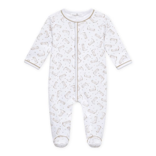 Darling Cowboy Boots Print Footie - Ivory