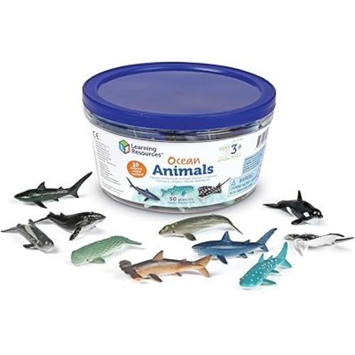 Learning Resources Ocean Animals - 50 Pieces, Ages 3+ Toddler Learning Toys, Perfect for Math Counters and Imaginative Play