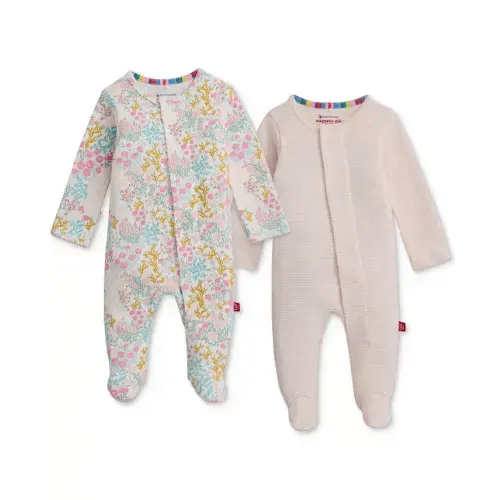 Magnetic Me Baby Cotton Footed Coveralls, 2 Pack