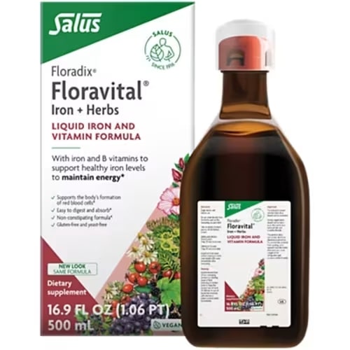 Floravital Iron + Herbs Liquid Extract – Free of Yeast and Gluten (17 fl. oz.)