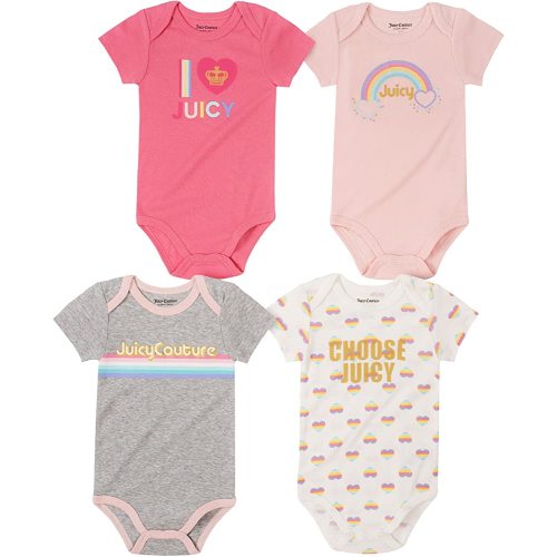 Juicy Couture baby-girls 4 Pieces Pack Bodysuits