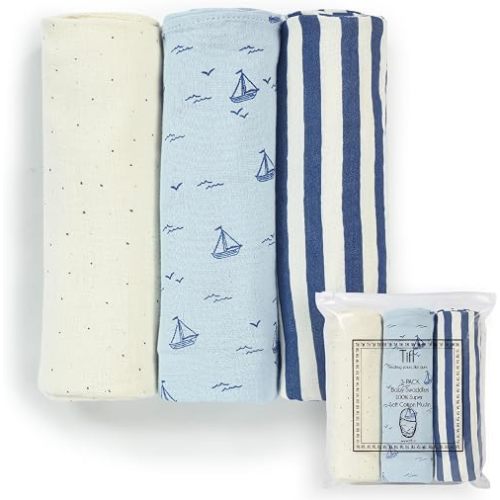 Muslin Swaddle Blankets for Baby Girl Boy Pack of 3 - Soft Breathable Receiving Blankets for Newborns - 28x28 Lightweight Summer Swaddling Blanket Set - 100% Combed Cotton