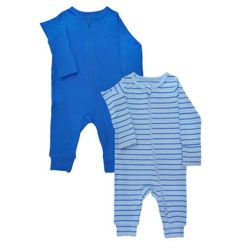 Wonder So Soft Modal by Wonder Nation Baby 2-pack two-way zipper footless coverall, Sizes Preemie–6/9 Months