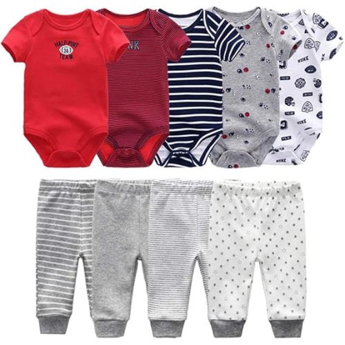 Kiddiezoom Baby Layette Set Baby Boys' 9-Piece Bodysuits Pants Set Toddler Girl Boy Unisex Baby Gift Sets