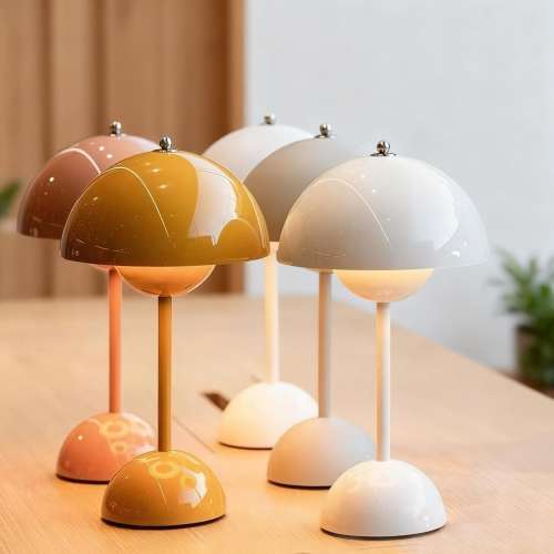 Danish Bud Table Lamp, Cream Style LED Bedside Night Light, Dimmable 3-Color Rechargeable Desk Lamp, Bedroom Decor Gift for Girls & Wedding