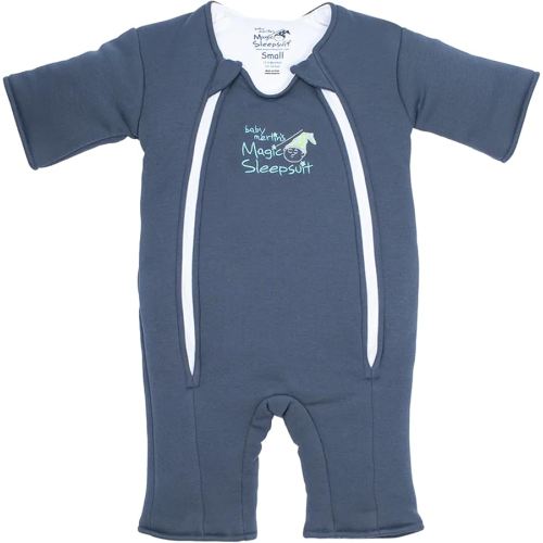 Magic Sleepsuit Baby Merlin's Cotton Baby Swaddle Transition Product - Soft and Cozy Design, Double Zipper for Easy Diaper Changes, Promotes Safe Sleep, 3-6 Months - Navy Blue - Small 12-18lbs