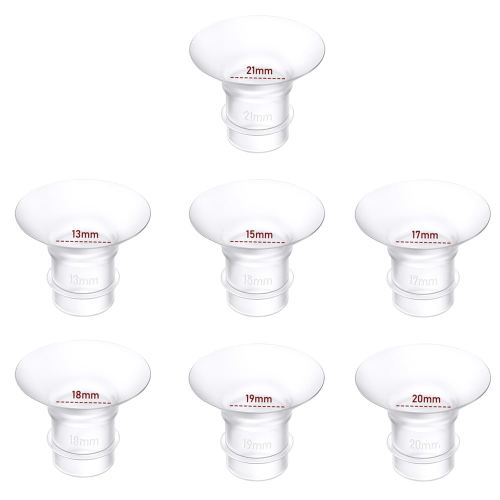 Flange Inserts 7PCS 13/15/17/18/19/20/21mm Compatible with Momcozy M9/M6/M5/S12 Pro/S9 Pro/Medela/Spectra/Bellababy/Lansinoh/eufy/S21 24mm Breast Pump,Reduce 24mm Tunnel Down to Correct Size