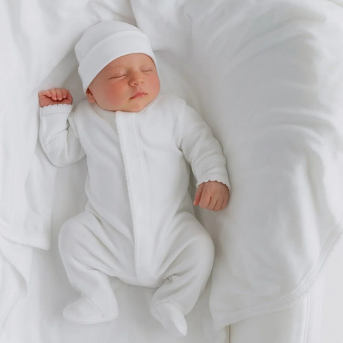 Newborn Baby White Pima Cotton Footie - Soft Pima Cotton - Magnolia Baby