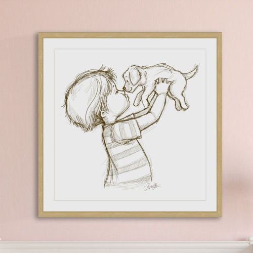 Marmont Hill 'Boy Loves Puppy' by Phyllis Harris Framed Print | Wayfair