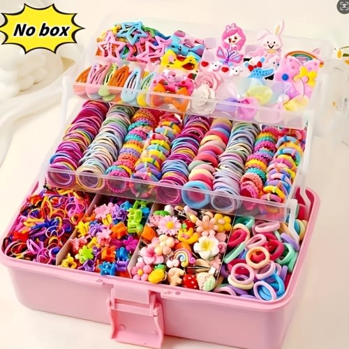 200pcs/618pcs Dopamine Sweet Hair Accessory Set For Little Girls With Combination Of Bow Clips, Cartoon Princess Clips, Star & Teardrop Hair Clips, Flower Clips, Simple Hair Ties. Suitable For All Seasons, Excellent Gift Choice For Fashion Lovers.
