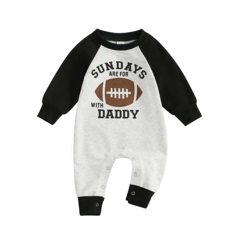 Newborn Baby Boy Football Season Jumpsuit Sundays are for Football with Daddy Sweatshirt Romper Playsuit Fall Clothes
