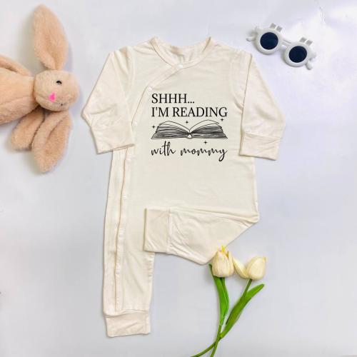 Shhh I'm Reading With Mommy Baby Bodysuit, Bookworm Baby Romper, New Chapter Baby Bodysuit, Book Lover Gift
