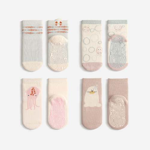 Into The Sea- Extra Warm- Pink Non-Slip Socks for Babies & Toddlers – LittleYogaSocks